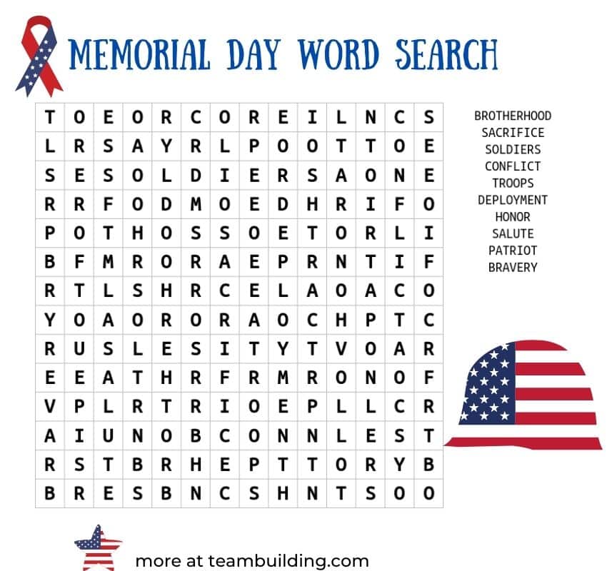 Memorial Day word search