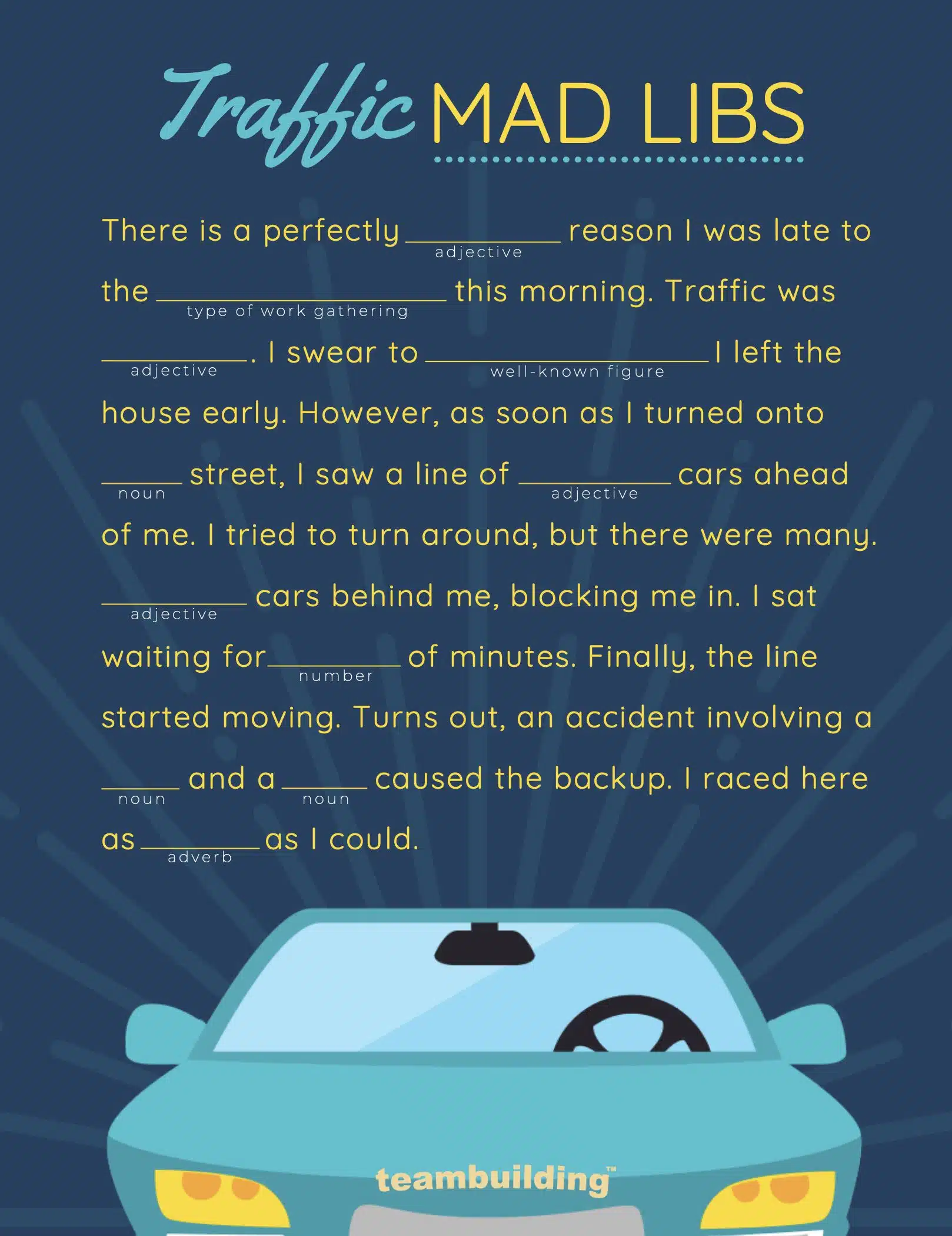 Morning MadLibs 2- Traffic