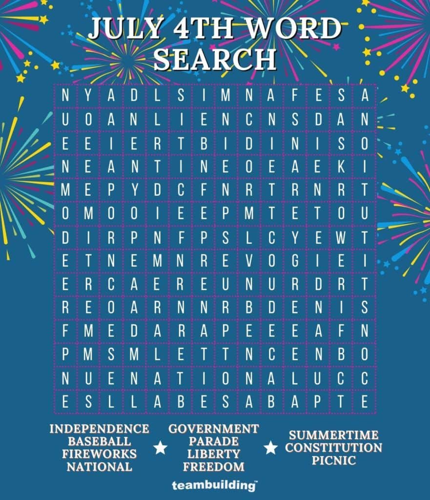 online 4th of July Word Search