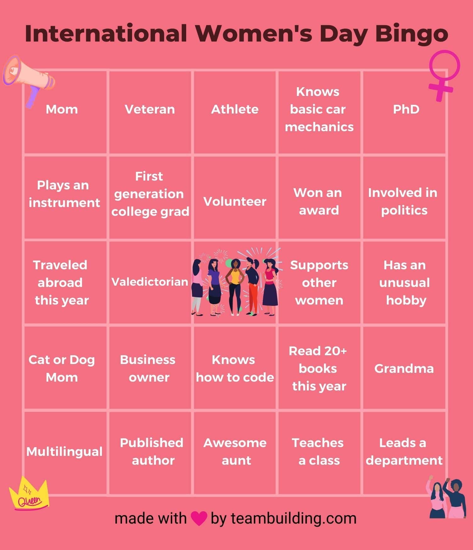 Women's Day Bingo Card